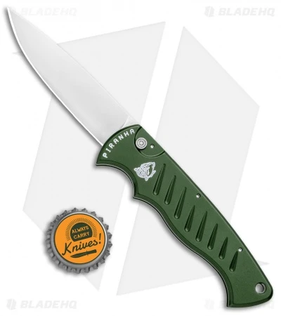 Piranha Green P-1 Pocket Automatic Knife (3.2" Mirror Plain) Piranha Green P-1 Pocket Automatic Knife (3.2" Mirror Plain) -Adventure Knife Shop Piranha P 1 Pocket Auto Green Mirror BHQ 0548 jr bottlecap