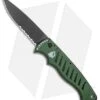 Piranha Tactical Green Pocket Automatic Knife (3.2" Black Serr)