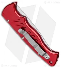 Piranha P-1 Pocket Automatic Knife Red (3.2" Mirror) -Adventure Knife Shop Piranha P 1 Pocket Auto Red Mirror BHQ 0396 jr side