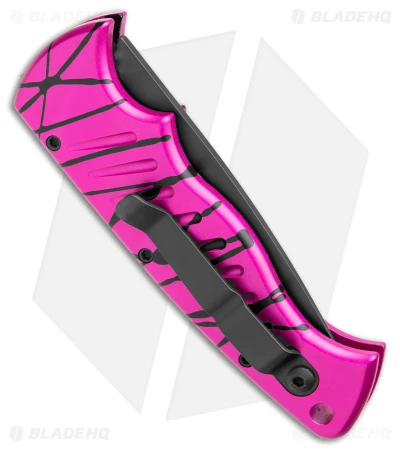 Piranha P1 Automatic Tactical Knife Pink (3.2" Black Serr 154CM) Piranha P1 Automatic Tactical Knife Pink (3.2" Black Serr 154CM) -Adventure Knife Shop Piranha P1 Pocket Auto Pink Tactical Black Serr BHQ 23557 jr side
