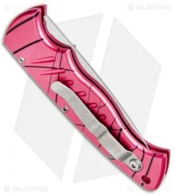 Piranha P1-PK Pocket Automatic Knife Hot Pink (3.2" Mirror) -Adventure Knife Shop Piranha Pocket Auto Hot Pink Mirror P1 PK BHQ 3602 jr side 2