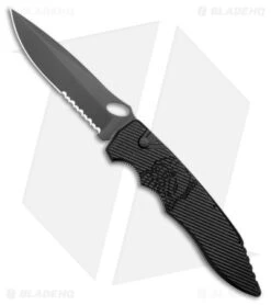Piranha Predator Automatic Knife Black Tactical (4.1" Black Serr)