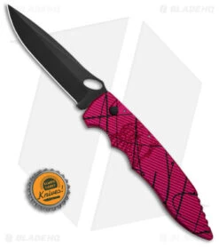 Piranha Predator Tactical Automatic Knife Pink (4.1" Black) -Adventure Knife Shop Piranha Predator Pink Tactical Automatic Knife 4in Black BHQ 142355 td size