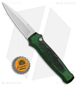 Piranha Prowler Green Automatic Knife (3.2" Stonewash Plain) -Adventure Knife Shop Piranha Prowler Green Auto SW BHQ 20541 jr bottlecap