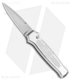 Piranha Prowler Silver Automatic Knife (3.2" Stonewash Plain)
