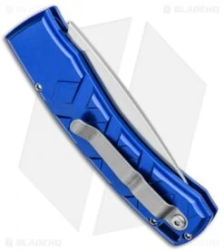 Piranha X Automatic Knife Blue (3.3" Mirror Serr) -Adventure Knife Shop Piranha X Auto Blue Mirror Serr BHQ 27829 jr side