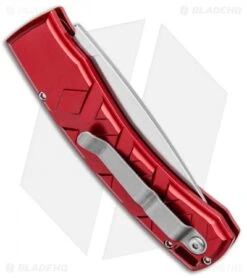 Piranha X Automatic Knife Red (3.3" Mirror) 2 Piranha X Automatic Knife Red (3.3" Mirror) -Adventure Knife Shop Piranha X Auto Red Mirror BHQ 26291 jr side
