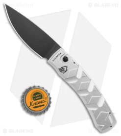 Piranha X Automatic Tactical Knife Silver Aluminum (3.3" Black 154CM) -Adventure Knife Shop Piranha X Auto Silver Tactical Black BHQ 28383 jr bottlecap