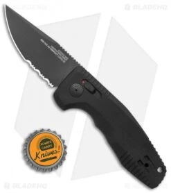 SOG Knives SOG-TAC AU Compact Automatic Knife Black (3" Black Serr) -Adventure Knife Shop SOG Knives SOG TAC AU Compact Auto Black Black Serr 15 38 08 57 BHQ 119253 jr bottlecap