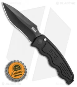 SOG-TAC Automatic Knife Drop Point (3.5" Black) ST-06 3 SOG-TAC Automatic Knife Drop Point (3.5" Black) ST-06 -Adventure Knife Shop SOG TAC Automatic Knife Drop Point 3.5 Black ST 06 BHQ 6208 LS Bottlecap