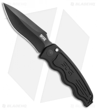 SOG-TAC Automatic Knife Drop Point (3.5" Black) ST-06 SOG-TAC Automatic Knife Drop Point (3.5" Black) ST-06 -Adventure Knife Shop SOG TAC Automatic Knife Drop Point 3.5 Black ST 06 BHQ 6208 LS