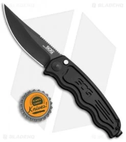 SOG Knives Mini SOG TAC Automatic Knife (3" Black) ST-11 -Adventure Knife Shop SOG TAC Clip Point Mini Black ST 11 BHQ 3162 jr bottlecap 2