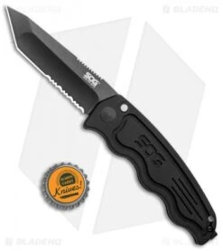 SOG-TAC Tanto Automatic Knife Black Aluminum (3.5" Black Serr) ST-04 3 SOG-TAC Tanto Automatic Knife Black Aluminum (3.5" Black Serr) ST-04 -Adventure Knife Shop SOG TAC Tanto Auto Black Aluminum Black Serr ST 04 BHQ 2598 jr bottlecap