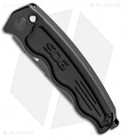 SOG-TAC Tanto Automatic Knife Black Aluminum (3.5" Black Serr) ST-04 SOG-TAC Tanto Automatic Knife Black Aluminum (3.5" Black Serr) ST-04 -Adventure Knife Shop SOG TAC Tanto Auto Black Aluminum Black Serr ST 04 BHQ 2598 jr spine