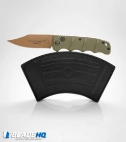 Boker Desert Warrior Kalashnikov Bowie Automatic Knife OD Green (D2 Copper) -Adventure Knife Shop boker kalashnikov desert warrior bowie BHQ 17106 box dl 2