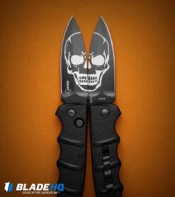 Boker Skull Kalashnikov Dagger Automatic Knife (3.25" Black D2) -Adventure Knife Shop boker kalashnikov skull dagger blk BHQ 48870 dl