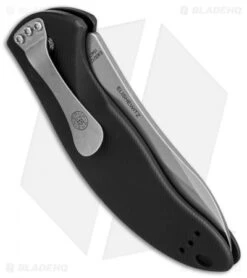 Hogue Knives EX-A04 Upswept Automatic Knife Black (4" Tumbled) 34416 -Adventure Knife Shop hogue knives EX A04 upswept black 34416 BHQ 37971 er side