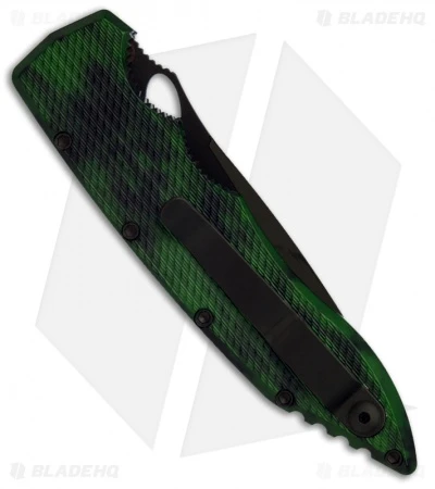 Piranha Mini Predator Green Tactical Automatic Knife (3.5" Black Plain) Piranha Mini Predator Green Tactical Automatic Knife (3.5" Black Plain) -Adventure Knife Shop mini predator green tactical back