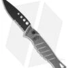 Piranha Silver Amazon Automatic Knife (3.5" Black Serr)