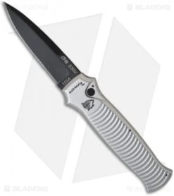 Piranha Bodyguard Automatic Knife Tactical Silver (3.3" Black Plain)