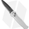 Piranha Bodyguard Automatic Knife Silver Tactical (3.3" Black Serr)