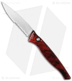 Piranha DNA Automatic Knife Red Marble (3.25" Mirror Serr)