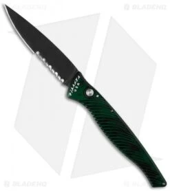Piranha DNA Automatic Knife Green Marble Tactical (3.25" Black Serr)
