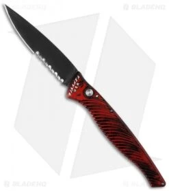 Piranha DNA Automatic Knife Red Marble Tactical (3.25" Black Serr)