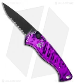 Piranha Fingerling Automatic Knife Plum Tactical (2.5" Black Serr)