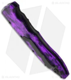 Piranha Mini Predator Plum Tactical Automatic Knife (3.5" Black Serr) -Adventure Knife Shop piranha m predator plum tactical side