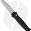 Piranha Mini-Guard Black Automatic Knife (2.9" Stonewash Serr)