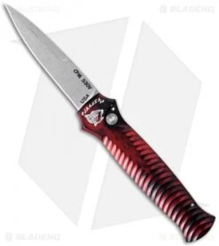 Piranha Mini-Guard Red Automatic Knife (2.9" Stonewash)