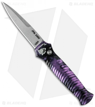 Piranha Mini-Guard Automatic Knife Plum (2.9" Stonewash) Piranha Mini-Guard Automatic Knife Plum (2.9" Stonewash) -Adventure Knife Shop piranha miniguard stone bead plain cm 2