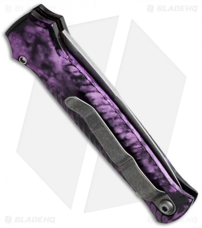 Piranha Mini-Guard Automatic Knife Plum (2.9" Stonewash) Piranha Mini-Guard Automatic Knife Plum (2.9" Stonewash) -Adventure Knife Shop piranha miniguard stone bead plain side cm
