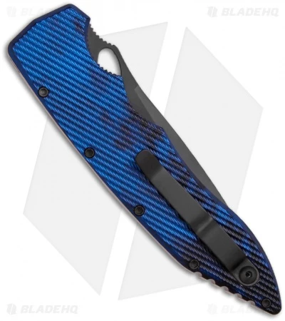 Piranha Predator Blue Tactical Automatic Knife (4.1" Black Serr) Piranha Predator Blue Tactical Automatic Knife (4.1" Black Serr) -Adventure Knife Shop piranha predator blue tactical bhq 12690 jr back