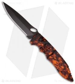 Piranha Predator Orange Tactical Automatic Knife (4.1" Black Plain)