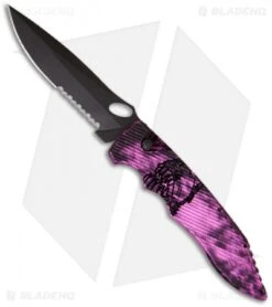 Piranha Predator Automatic Knife Plum Tactical (4.1" Black Serr)
