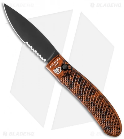 Piranha Toxin Automatic Knife Orange (3.75" Black Serr) Piranha Toxin Automatic Knife Orange (3.75" Black Serr) -Adventure Knife Shop piranha toxin orange tactical ser cm