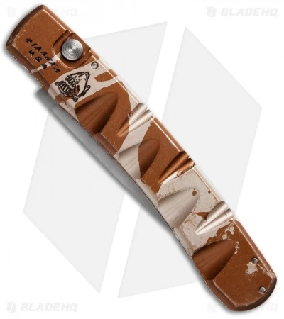 Piranha Virus Automatic Knife Desert Camo (3.25" Black) Piranha Virus Automatic Knife Desert Camo (3.25" Black) -Adventure Knife Shop piranha virus camo mirror plain side front