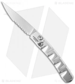 Piranha Virus Automatic Knife Silver (3.25" Mirror Serr)