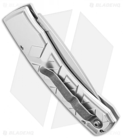 Piranha X Automatic Knife Silver (3.3" Mirror) Piranha X Automatic Knife Silver (3.3" Mirror) -Adventure Knife Shop piranha x silver mirror plain side cm 1