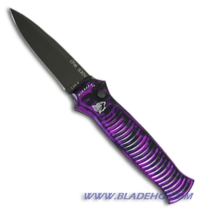 Piranha Bodyguard Automatic Plum Tactical (3.3" Black Plain) Piranha Bodyguard Automatic Plum Tactical (3.3" Black Plain) -Adventure Knife Shop piranhabodyguardplumtacplain